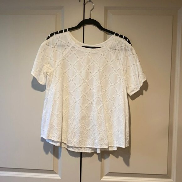 Madewell White Cut Out Shoulder Top - Picture 1 of 5